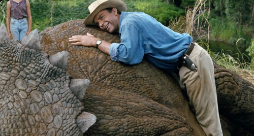 A very reasonable reaction to encountering a living Triceratops.
